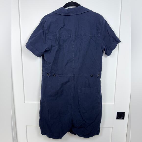 Everlane The Cotton Weave Romper Size 6 Short Sleeve Pockets Navy Blue Shorts - Picture 5 of 8
